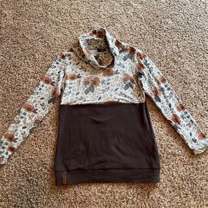 Floral Cowl Neck Ampersand Hoodie